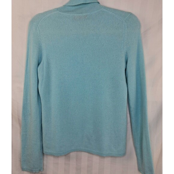 Cashmere Sweater Women's Size S Charter Club Luxury Light Blue Turtleneck - Picture 6 of 9